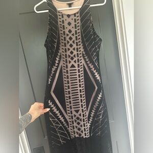 Geometric Black and Nude Sleeveless Dress